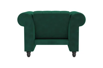 Lænestol Felix Mørkegrøn, Velour/Træ/Metal - Mørkegrøn, Velour/Træ/Metal - Møbler - Stole & lænestole - Lænestole - Chesterfield lænestole