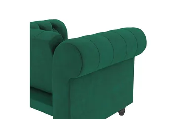 Lænestol Felix Mørkegrøn, Velour/Træ/Metal - Mørkegrøn, Velour/Træ/Metal - Møbler - Stole & lænestole - Lænestole - Chesterfield lænestole