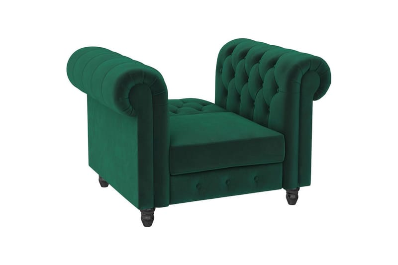 Lænestol Felix Mørkegrøn, Velour/Træ/Metal - Mørkegrøn, Velour/Træ/Metal - Møbler - Stole & lænestole - Lænestole