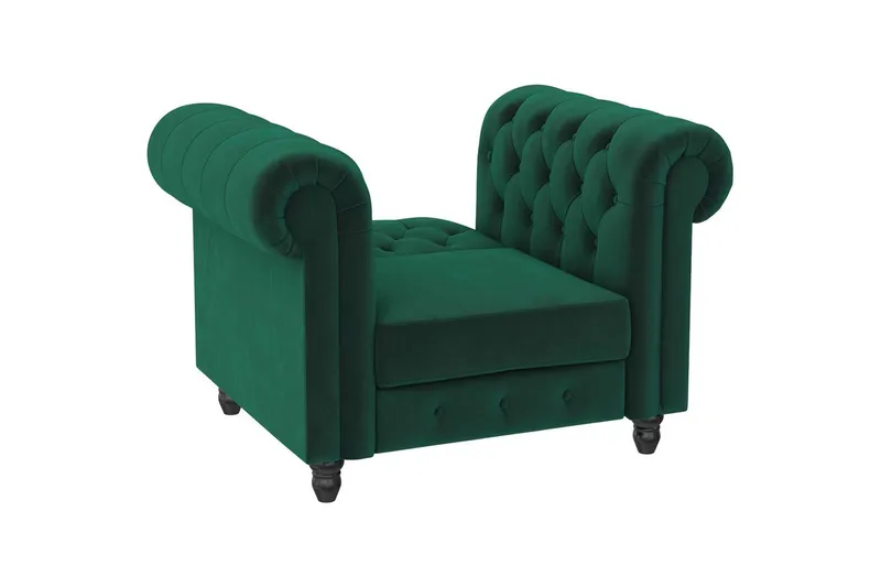 Lænestol Felix Mørkegrøn, Velour/Træ/Metal - Mørkegrøn, Velour/Træ/Metal - Møbler - Stole & lænestole - Lænestole