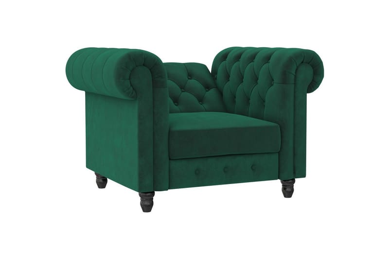 Lænestol Felix Mørkegrøn, Velour/Træ/Metal - Mørkegrøn, Velour/Træ/Metal - Møbler - Stole & lænestole - Lænestole