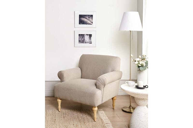 Lænestol Fredros - Taupe, lyst træ - Møbler - Stole & lænestole - Lænestole