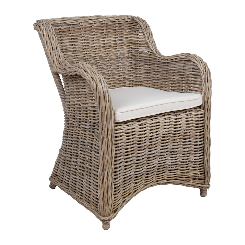 Lænestol HOME4YOU Katalina 62x62x83 cm naturlig rattan - beige - Møbler - Stole & lænestole - Lænestole