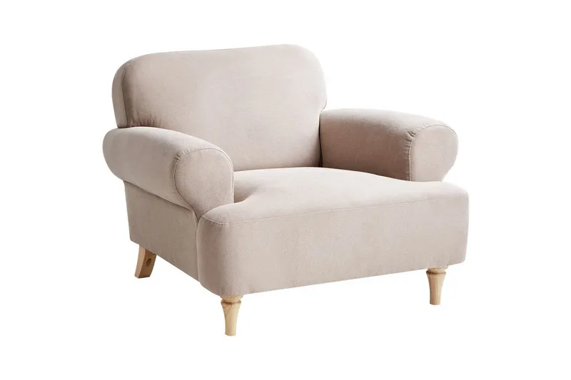 Lænestol Kiberg - Taupe, lyst træ - Møbler - Stole & lænestole - Lænestole