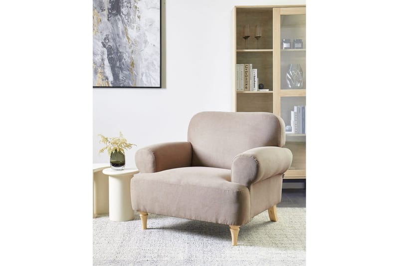 Lænestol Kiberg - Taupe, lyst træ - Møbler - Stole & lænestole - Lænestole