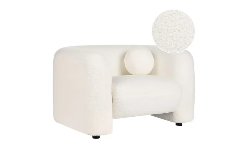 Lænestol Leiren, Hvid/Bouclé