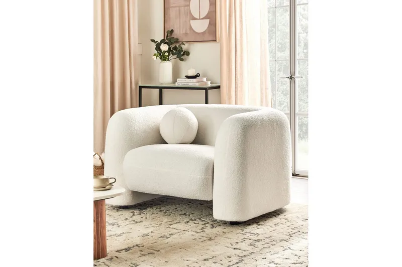 Lænestol Leiren - Hvid/Bouclé - Møbler - Stole & lænestole - Lænestole