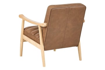 Lænestol Leknes - Brun, lyst træ - Møbler - Stole & lænestole - Lænestole - Læderstol