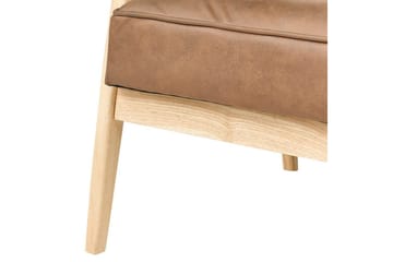 Lænestol Leknes - Brun, lyst træ - Møbler - Stole & lænestole - Lænestole - Læderstol