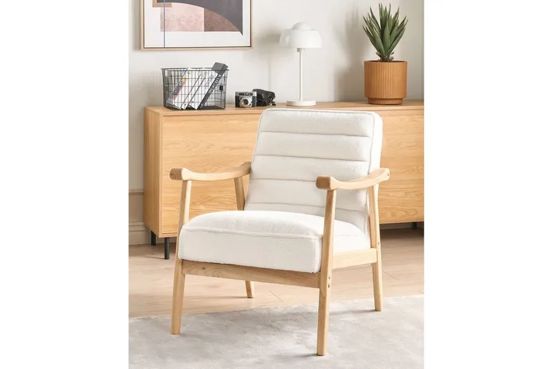 Lænestol Leknes - Hvid, lyst træ - Møbler - Stole & lænestole - Lænestole