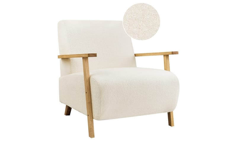 Lænestol Lesja - Beige, lyst træ/Bouclé - Møbler - Stole & lænestole - Lænestole