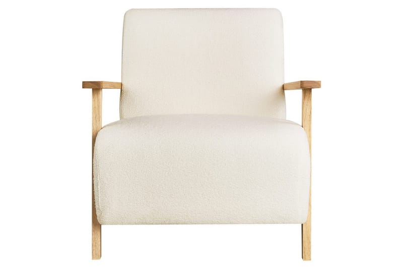 Lænestol Lesja - Beige, lyst træ/Bouclé - Møbler - Stole & lænestole - Lænestole