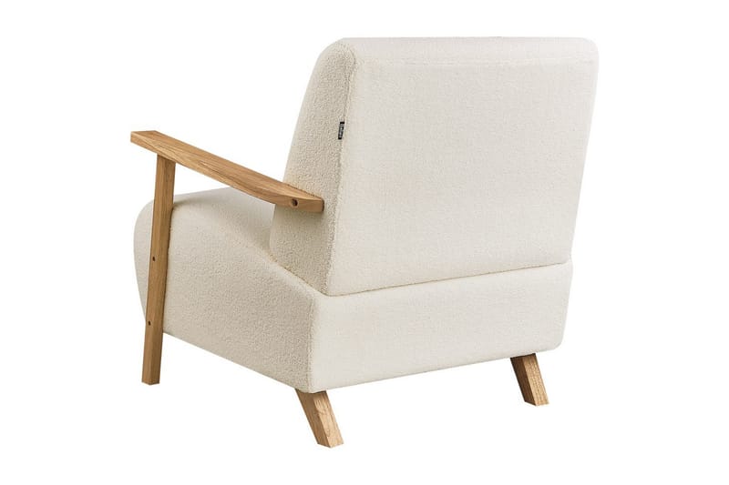 Lænestol Lesja - Beige, lyst træ/Bouclé - Møbler - Stole & lænestole - Lænestole