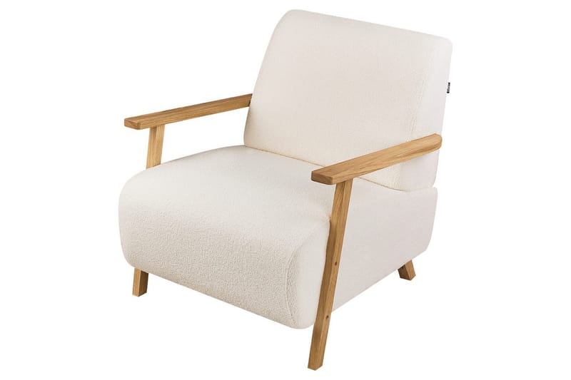 Lænestol Lesja - Beige, lyst træ/Bouclé - Møbler - Stole & lænestole - Lænestole