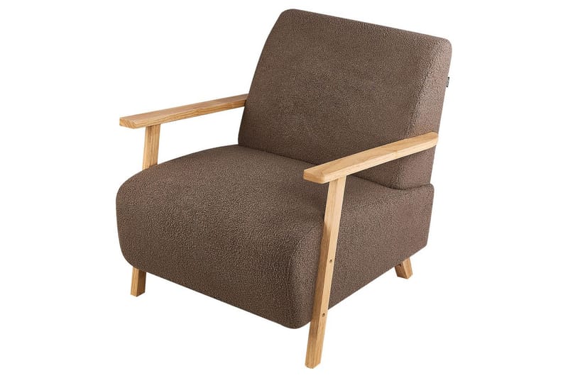 Lænestol Lesja - Brun, lyst træ/Bouclé - Møbler - Stole & lænestole - Lænestole