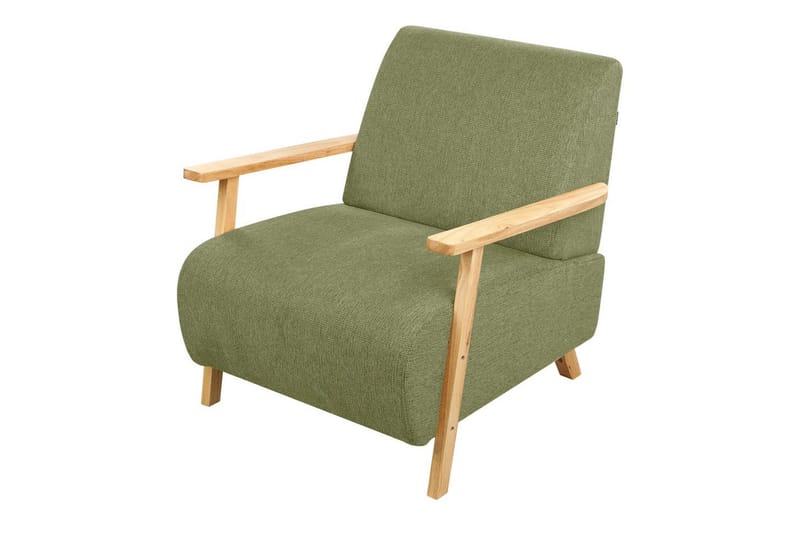 Lænestol Lesja - Grønt, lyst træ/Polyester - Møbler - Stole & lænestole - Lænestole
