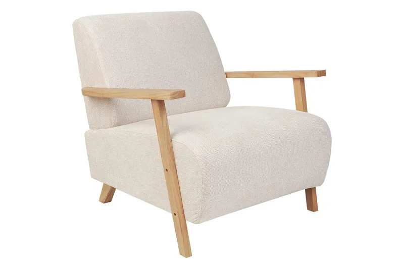 Lænestol Lesja, Lys beige, lyst træ/Polyester