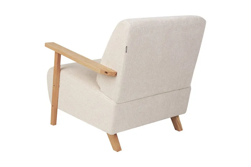 Lænestol Lesja - Lys beige, lyst træ/Polyester - Møbler - Stole & lænestole - Lænestole