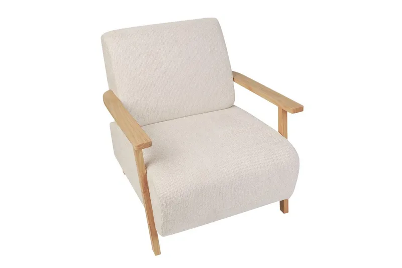 Lænestol Lesja - Lys beige, lyst træ/Polyester - Møbler - Stole & lænestole - Lænestole