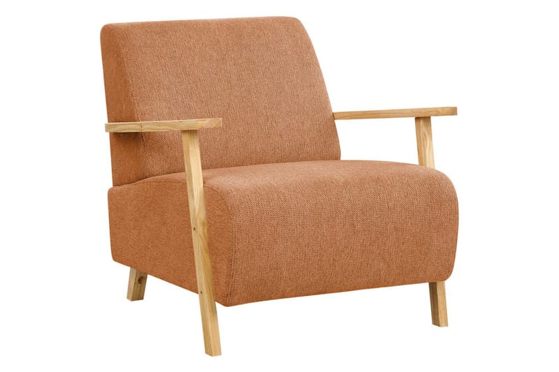 Lænestol Lesja - Orange, lyst træ/Polyester - Møbler - Stole & lænestole - Lænestole