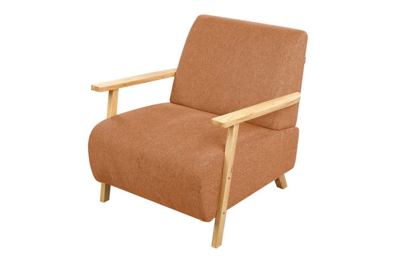 Lænestol Lesja - Orange, lyst træ/Polyester - Møbler - Stole & lænestole - Lænestole