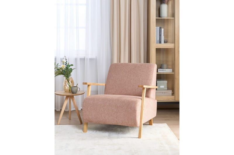 Lænestol Lesja - Rosa, lyst træ/polyester - Møbler - Stole & lænestole - Lænestole