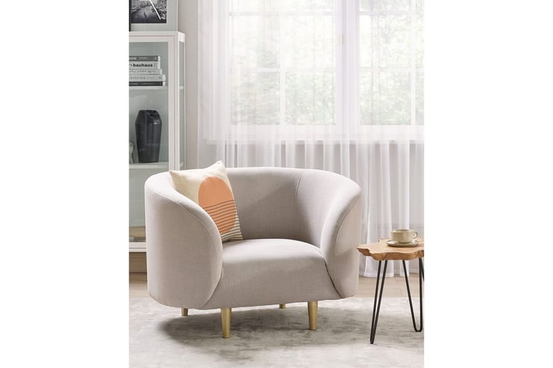 Lænestol Loen - Beige, guld/polyester, Beige, guld/Polyester - Møbler - Stole & lænestole - Lænestole