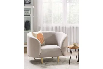 Lænestol Loen - Beige/guld/polyester/Beige/guld/Polyester - Møbler - Stole & lænestole - Lænestole - Klubstol