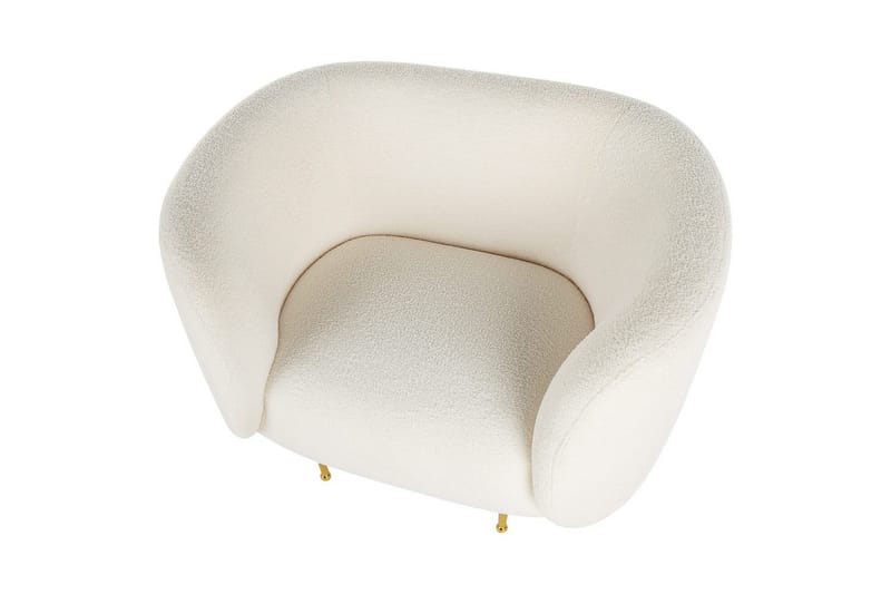 Lænestol Loen - Hvid, guld/Bouclé, Hvid, Guld/Bouclé - Møbler - Stole & lænestole - Lænestole