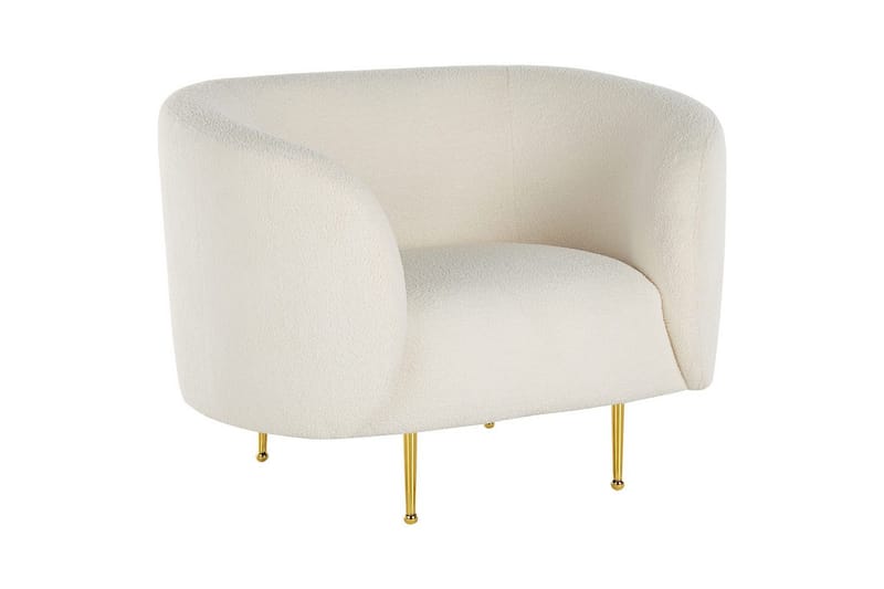 Lænestol Loen - Hvid, guld/Bouclé, Hvid, Guld/Bouclé - Møbler - Stole & lænestole - Lænestole