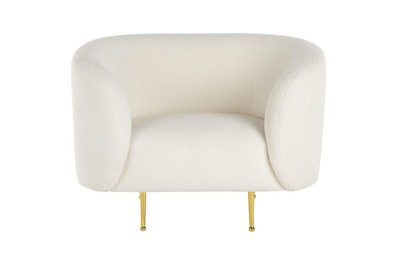 Lænestol Loen - Hvid, guld/Bouclé, Hvid, Guld/Bouclé - Møbler - Stole & lænestole - Lænestole
