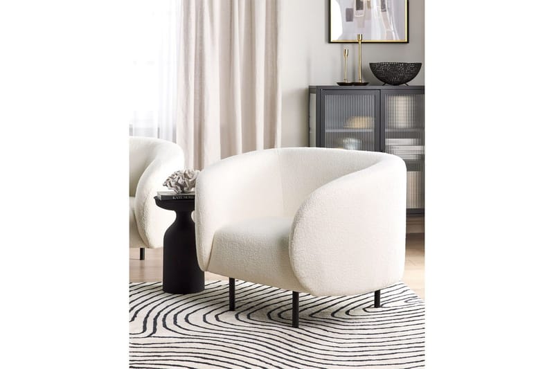 Lænestol Loen - Hvid, Sort/Bouclé, Hvid, Sort/bouclé - Møbler - Stole & lænestole - Lænestole