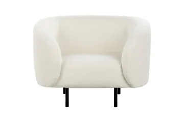 Lænestol Loen - Hvid, Sort/Bouclé, Hvid, Sort/bouclé - Møbler - Stole & lænestole - Lænestole - Klubstol