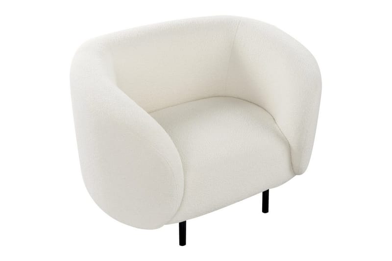 Lænestol Loen - Hvid, Sort/Bouclé, Hvid, Sort/bouclé - Møbler - Stole & lænestole - Lænestole