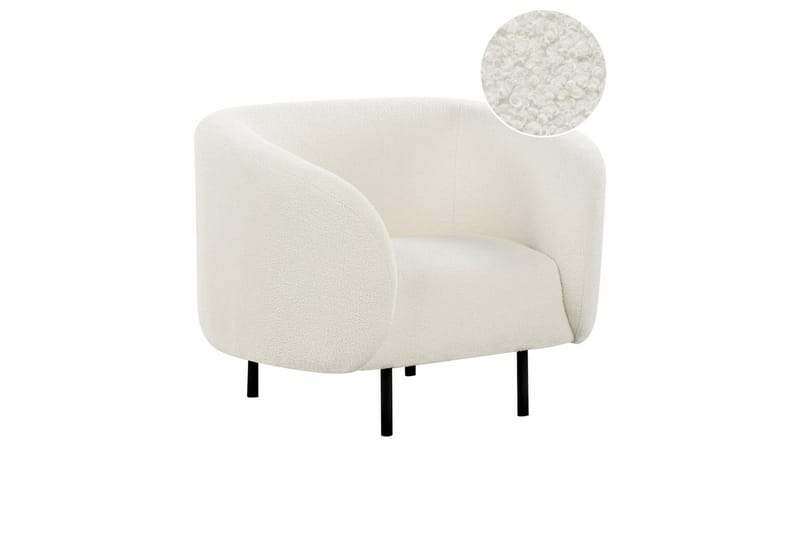Lænestol Loen - Hvid, Sort/Bouclé, Hvid, Sort/bouclé - Møbler - Stole & lænestole - Lænestole
