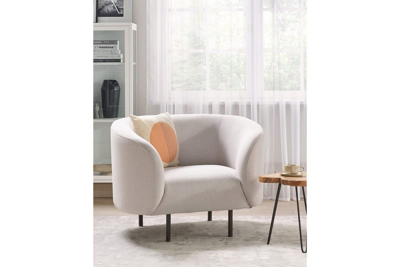 Lænestol Loen - Lys beige, sort/Polyester, Lysebeige, sort/polyester - Møbler - Stole & lænestole - Lænestole