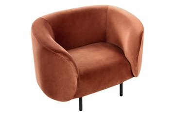 Lænestol Loen - Orange, sort/Velour, Orange, sort/Fløjl - Møbler - Stole & lænestole - Lænestole - Klubstol