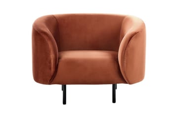 Lænestol Loen - Orange, sort/Velour, Orange, sort/Fløjl - Møbler - Stole & lænestole - Lænestole - Klubstol