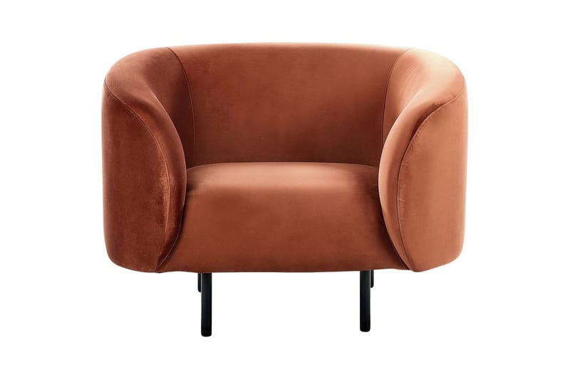 Lænestol Loen - Orange, sort/Velour, Orange, sort/Fløjl - Møbler - Stole & lænestole - Lænestole