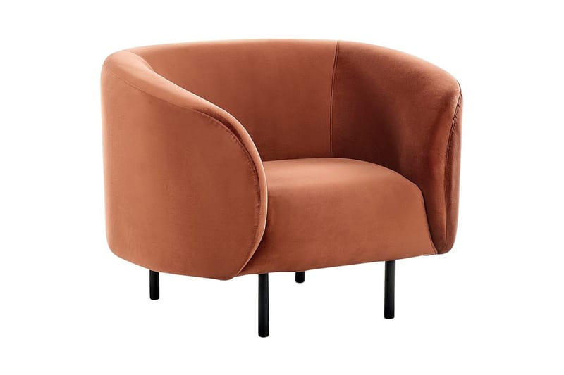 Lænestol Loen, Orange, sort/Velour, Orange, sort/Fløjl