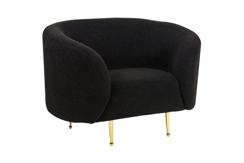 Lænestol Loen - Sort, guld/Bouclé - Møbler - Stole & lænestole - Lænestole