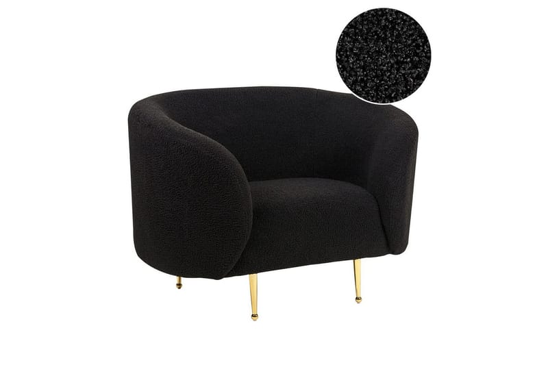 Lænestol Loen - Sort, guld/Bouclé - Møbler - Stole & lænestole - Lænestole