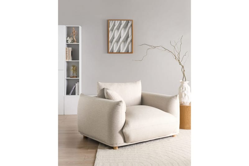Lænestol Luvos - Beige, lyst træ - Møbler - Stole & lænestole - Lænestole
