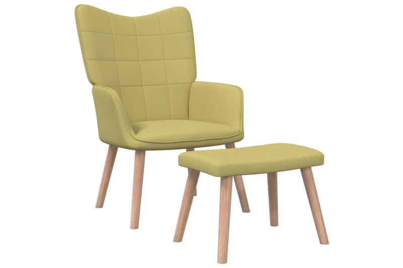 lænestol med fodskammel 62x68,5x96 cm stof grøn - Lænestole