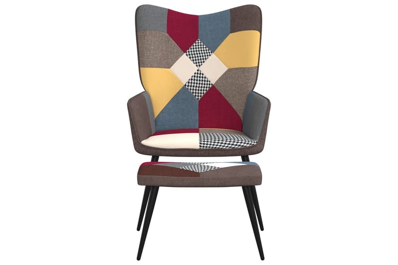 lænestol med fodskammel stof patchwork - Flerfarvet - Møbler - Stole & lænestole - Lænestole