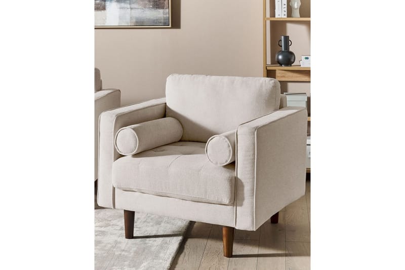 Lænestol Nurmo - Beige, mørkt træ - Møbler - Stole & lænestole - Lænestole