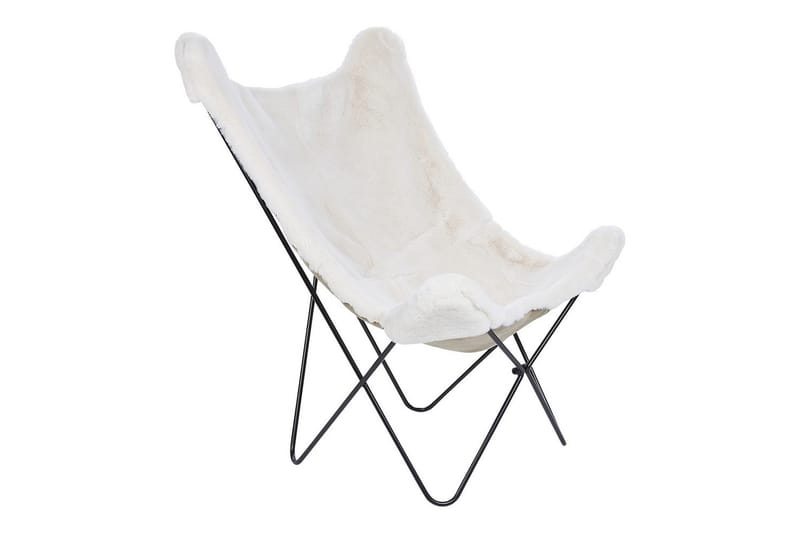 Lænestol Nybro, Hvid, Sort/fake fur