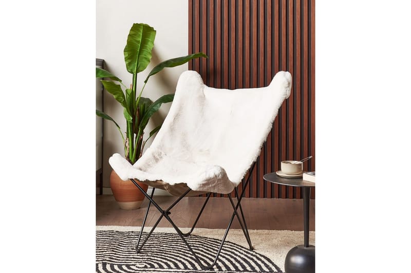 Lænestol Nybro - Hvid, Sort/fake fur - Møbler - Stole & lænestole - Lænestole