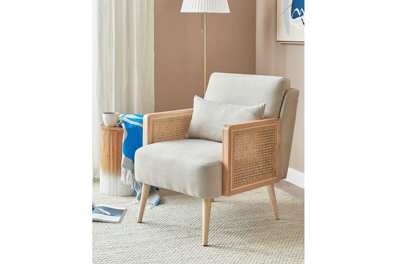 Lænestol Orum - Beige, lyst træ - Møbler - Stole & lænestole - Lænestole