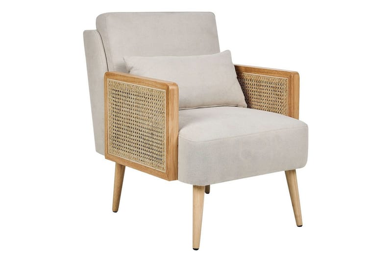 Lænestol Orum - Beige, lyst træ - Møbler - Stole & lænestole - Lænestole